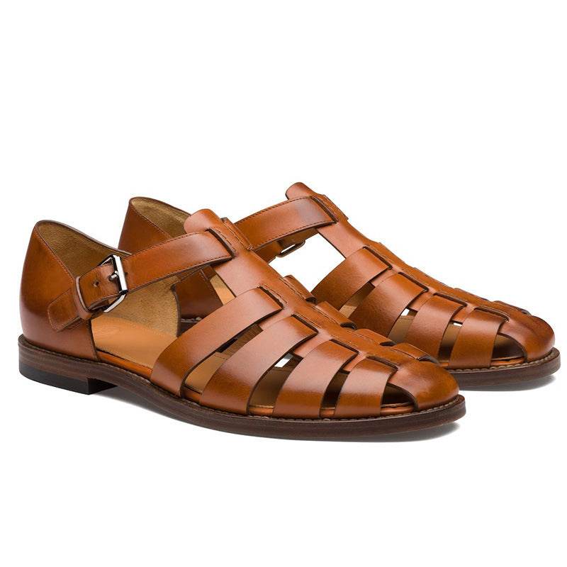 Colorblock Men's Sandal Stitched Faux Leather - Mubimart