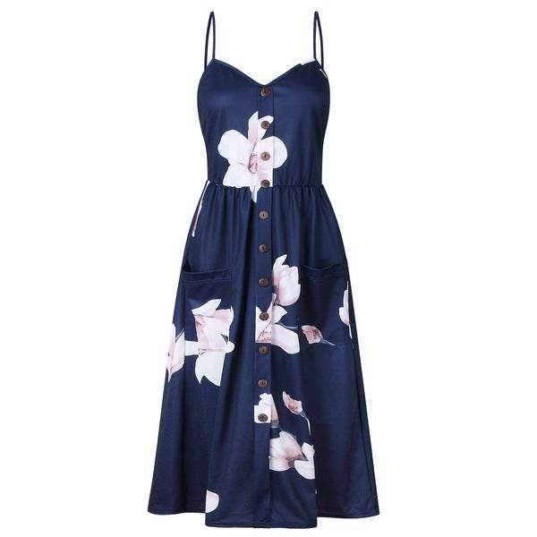 Printing Slip Dress - Mubimart