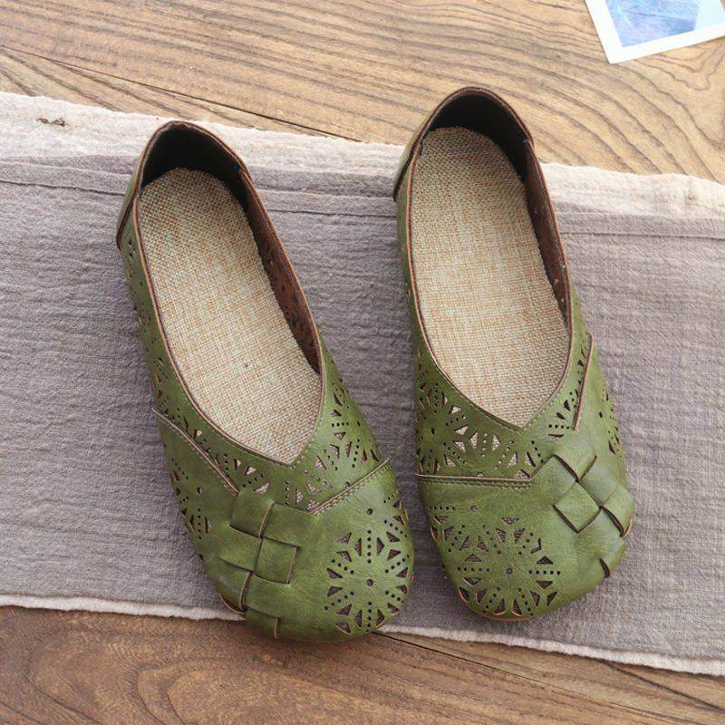 Flat Bottom Comfort Hollow Shallow Mouth Women's Shoes - Mubimart