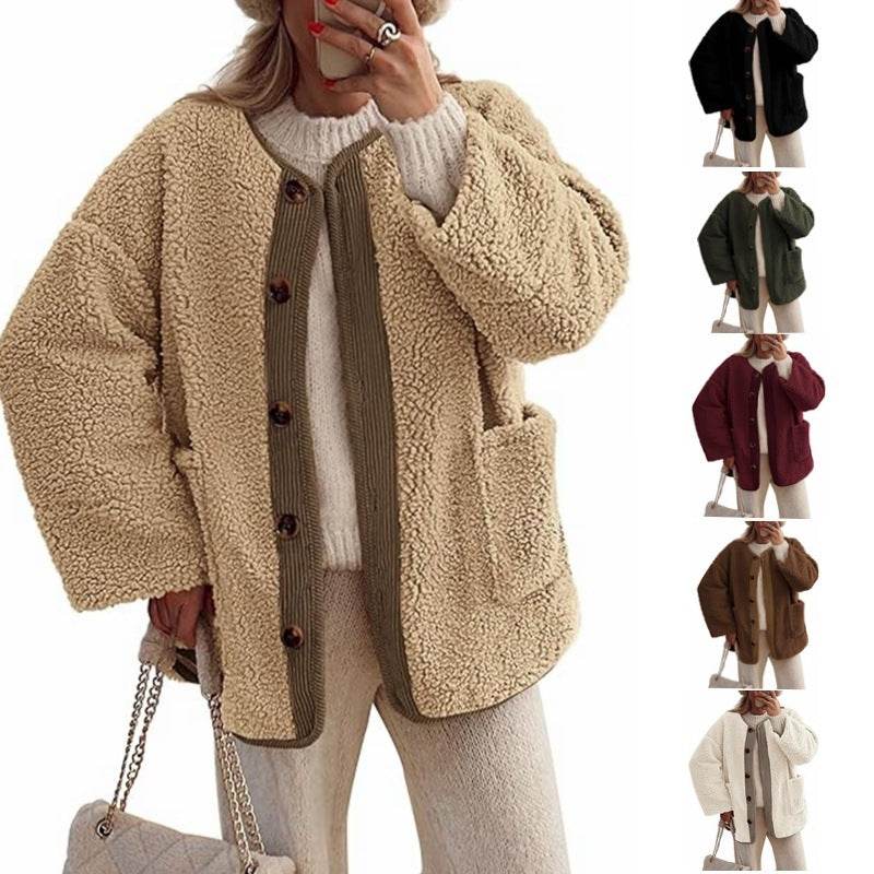Women's Warm Winter Collarless Jacket - Mubimart