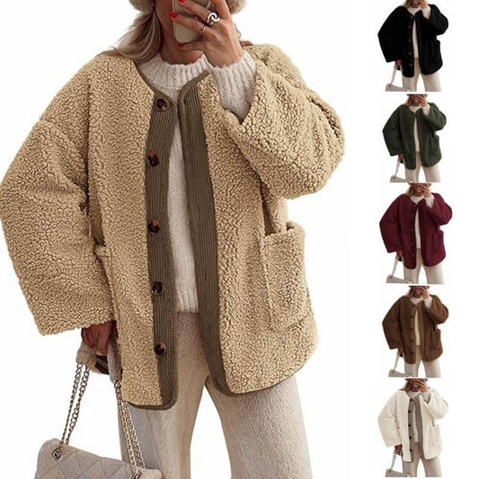 Women's Warm Winter Collarless Jacket - Mubimart
