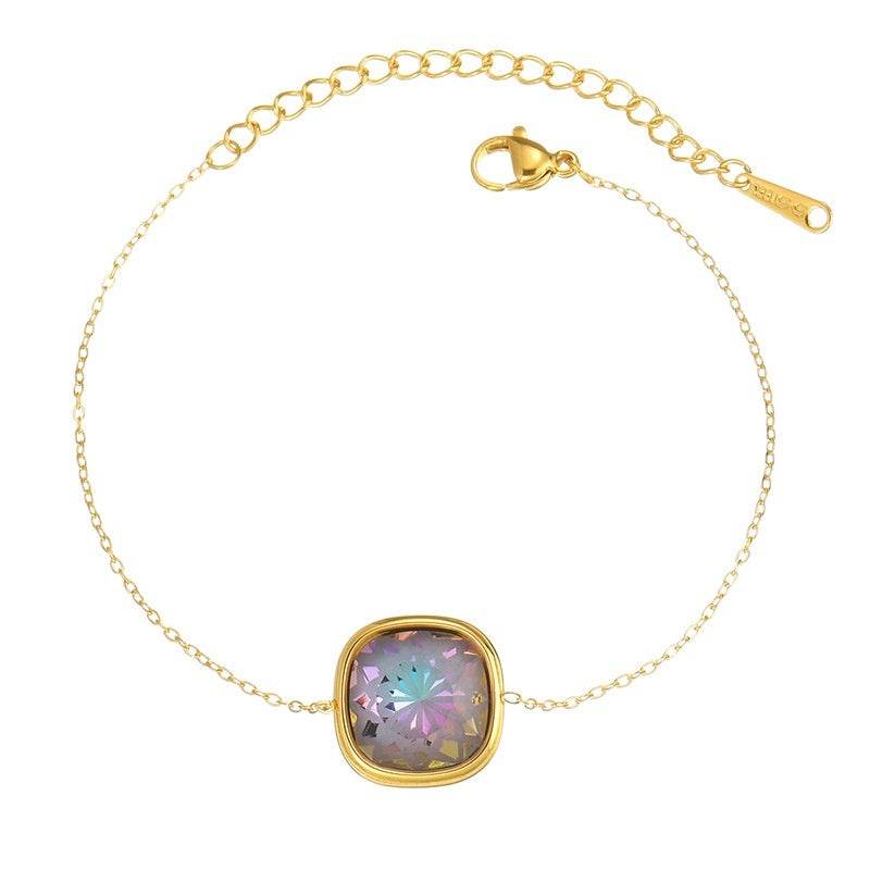 Female Stainless Steel Colored Gemstone Bracelet - Mubimart