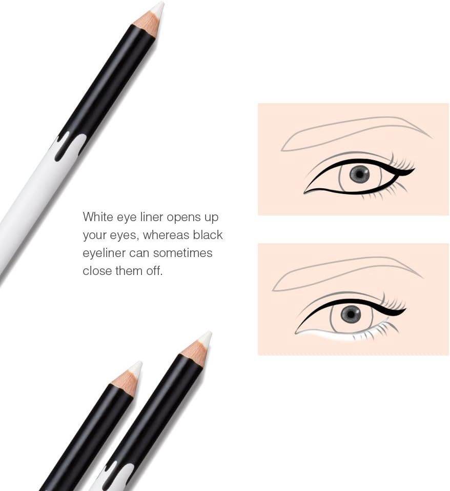 12 Piece White And Black Eyeliner Pencil Set For Eyebrows, Eyeshadow And Lips. Includes Sharpener. Waterproof , Long-lasting - Mubimart