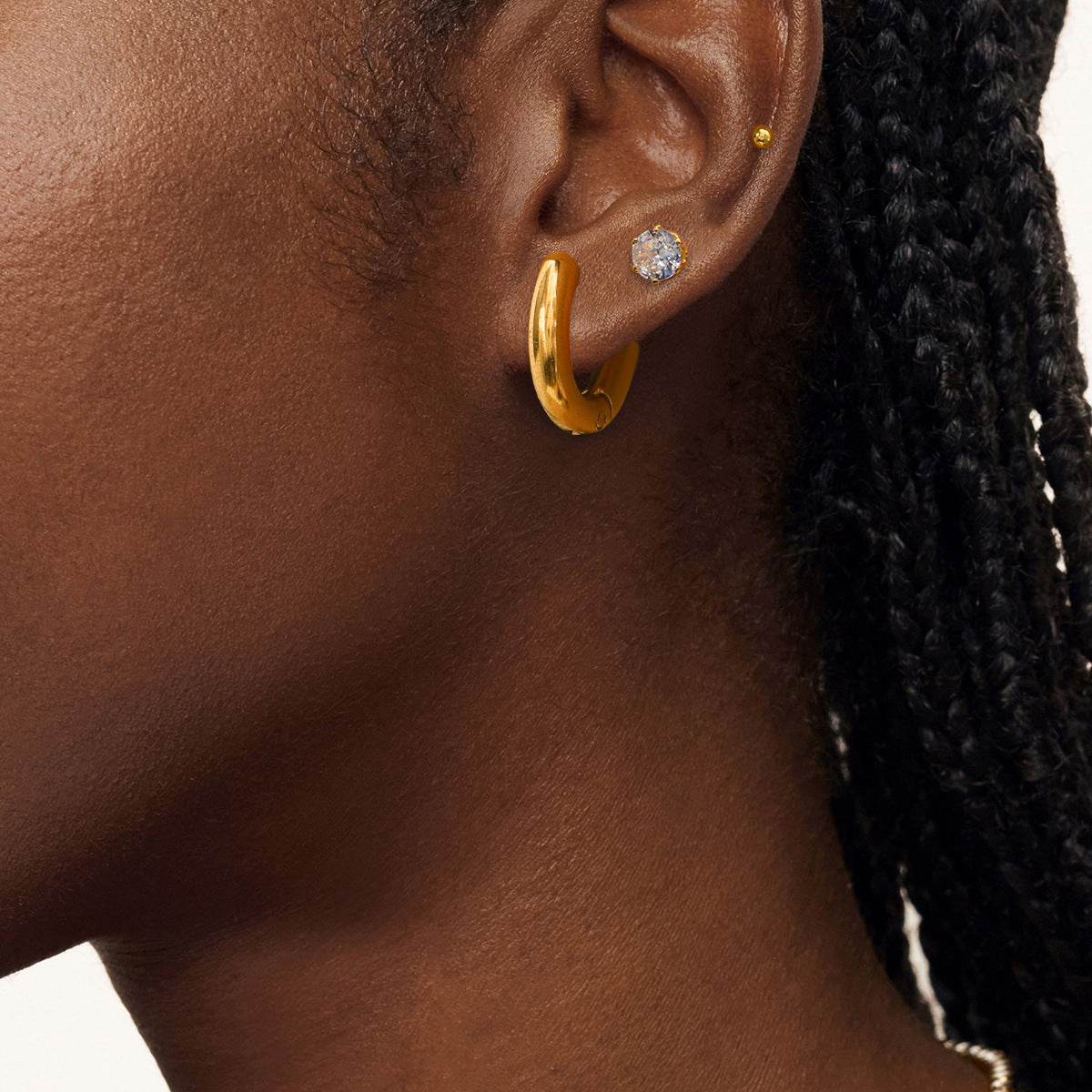 Three Pairs Of Stainless Steel Hoop Earrings For Women - Mubimart