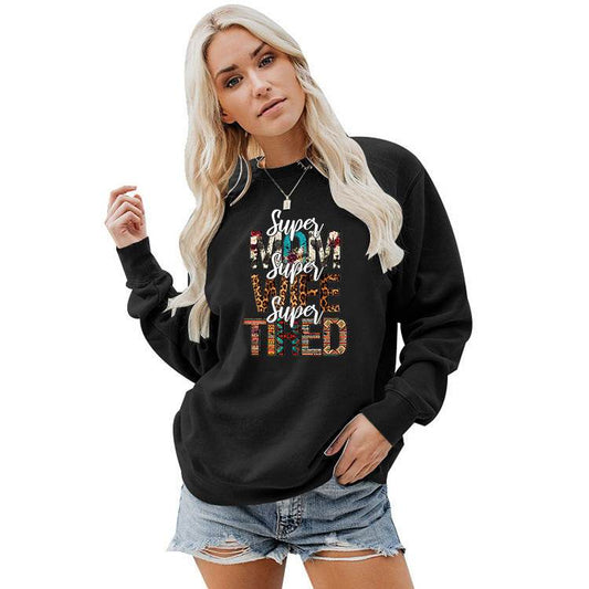 Women's Crew Neck Print Plus Size Sweatshirt - Mubimart