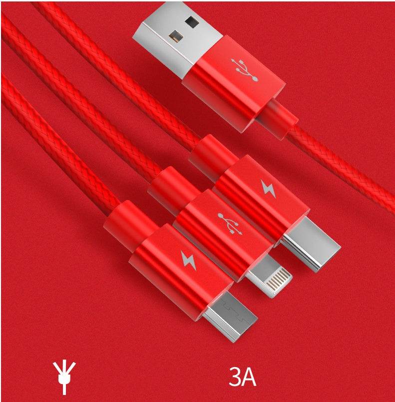 Three-in-one Data Cable Mobile Phone Universal Charging Cable - Mubimart
