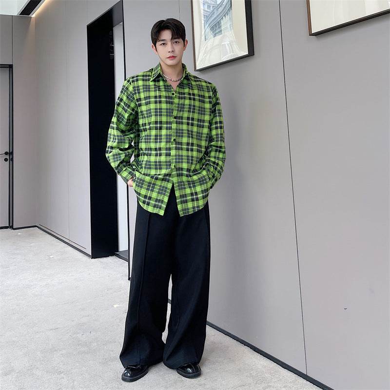 Shirt Plaid Men's Casual Resort Style Loose Shirt Jacket - Mubimart