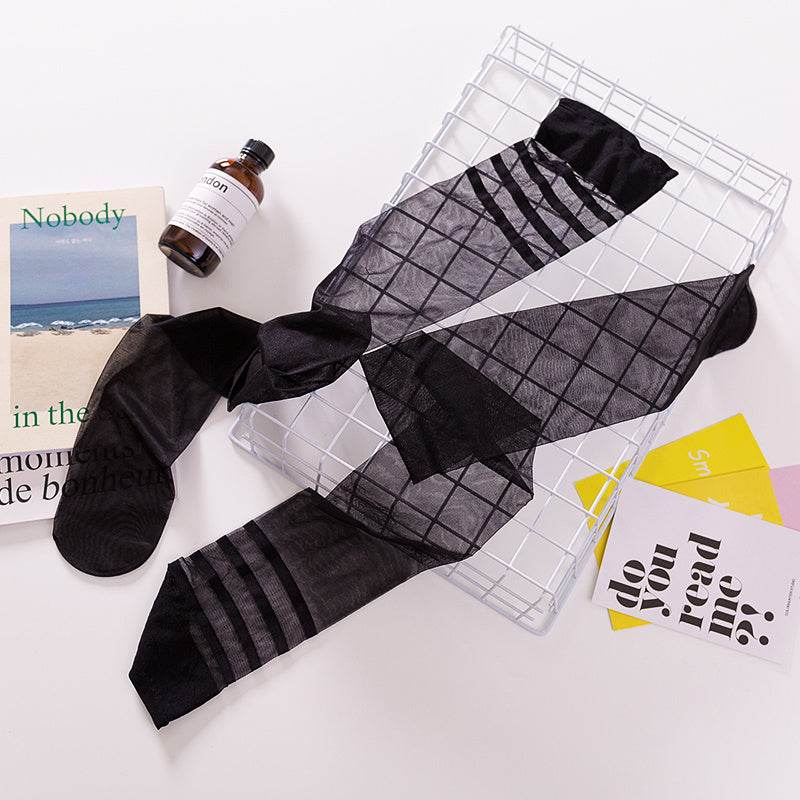 Summer Ultra-thin Sexy Black Flesh Color Thigh Socks High Socks Over The Knee Non-slip - Mubimart