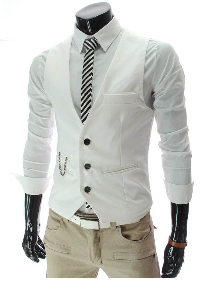 Men's Suit Vest Hairstylist Korean Style Slim - Mubimart