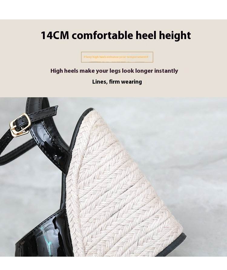 Women's Fashion Super High Wedge Platform Platform Platform Ankle-strap Open Toe High Heels - Mubimart