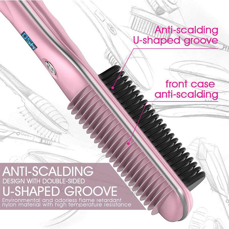 Hair Curler And Straightener Dual-use Straight Comb Electric Hair Straightener - Mubimart