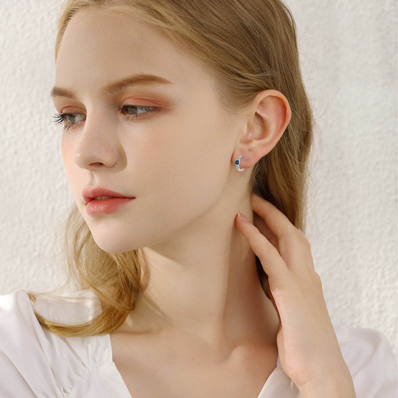 Hypoallergenic Sterling Silver Celtic Moonstone Hoop Earrings As For Women - Mubimart