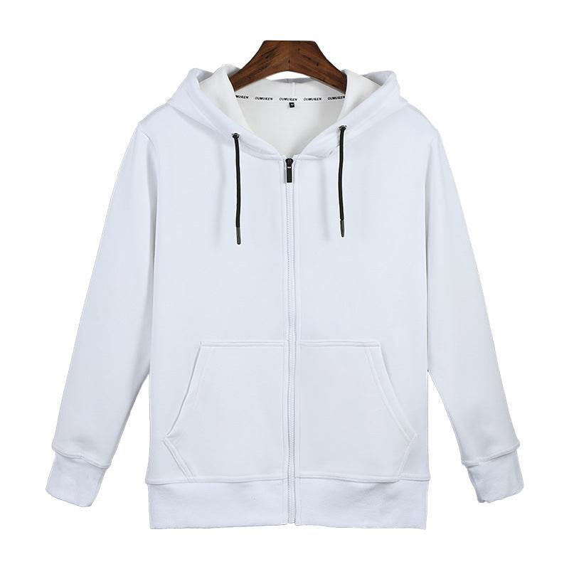 Zipper Hoodie Solid Color Plus Fleece Sweatshirt - Mubimart