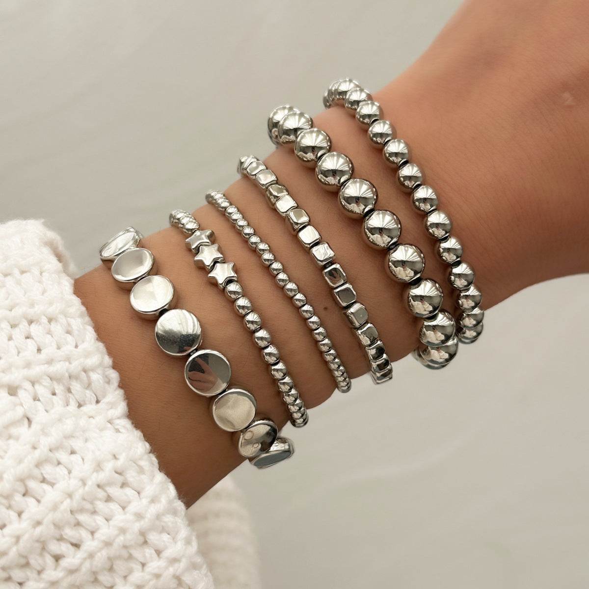 Geometric Handmade Beaded Alloy Bracelet For Women - Mubimart