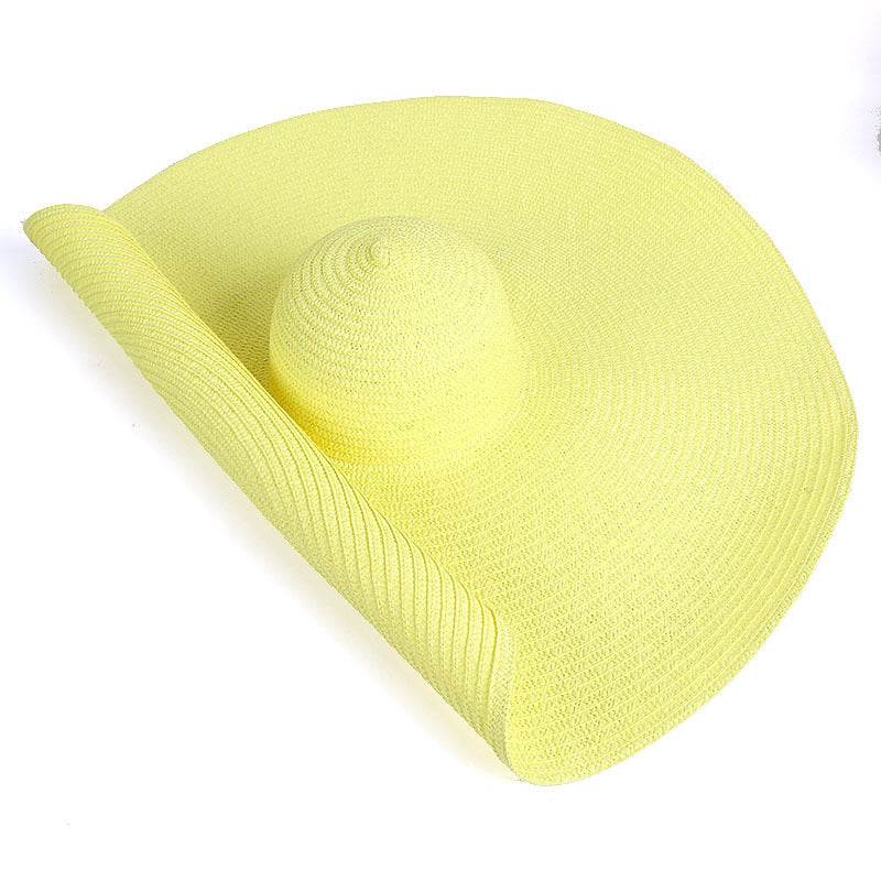 25CM Wide Brim Oversized Beach Hats For Women Large Straw Hat UV Protection - Mubimart