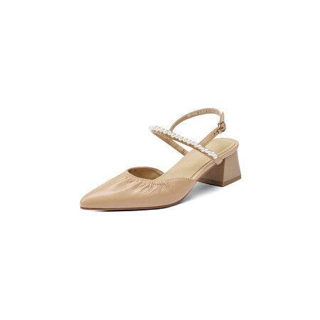 Elegant Leather Block Heel Toe Sandals - Mubimart