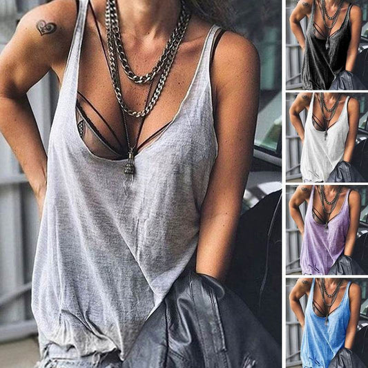 Solid Color Camisole Top T Shirt Plus Size - Mubimart