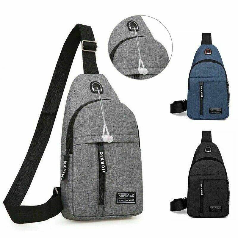 Mens Sling Bag Cross Body Handbag Chest Bag Shoulder Pack Sports Travel Backpack Gray - Mubimart