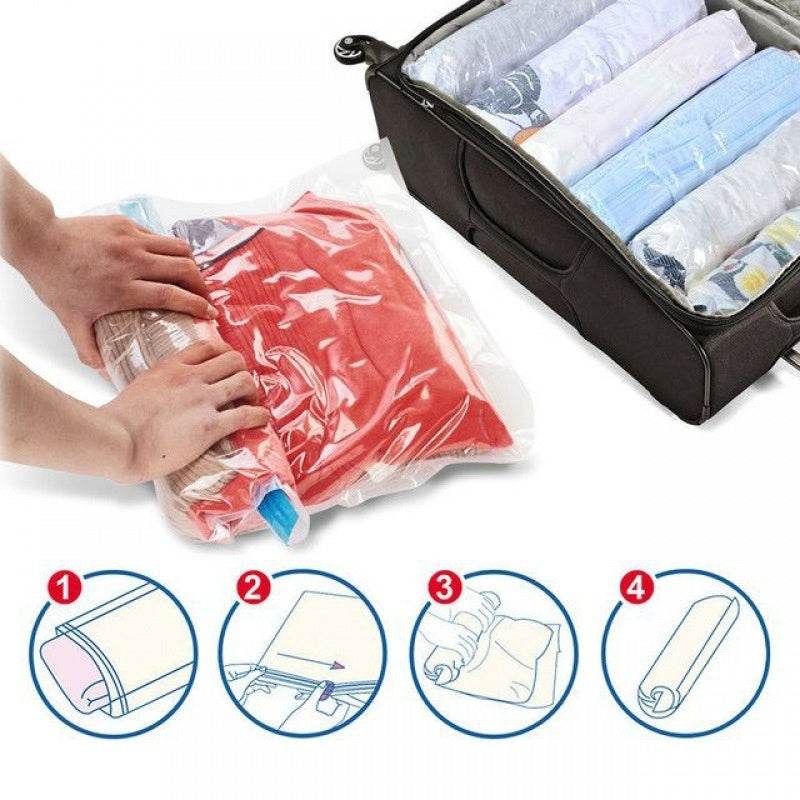 Vacuum Compression Hand Roll Travel Storage Bag - Mubimart