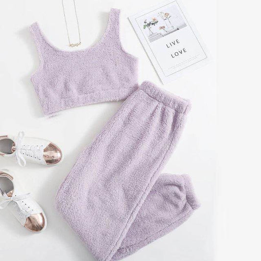 Women's Winter Plush Pajama Set - Mubimart