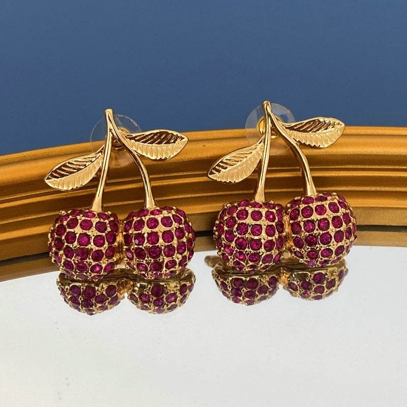 Fruit Earrings Full-jeweled Stud Earrings Women - Mubimart