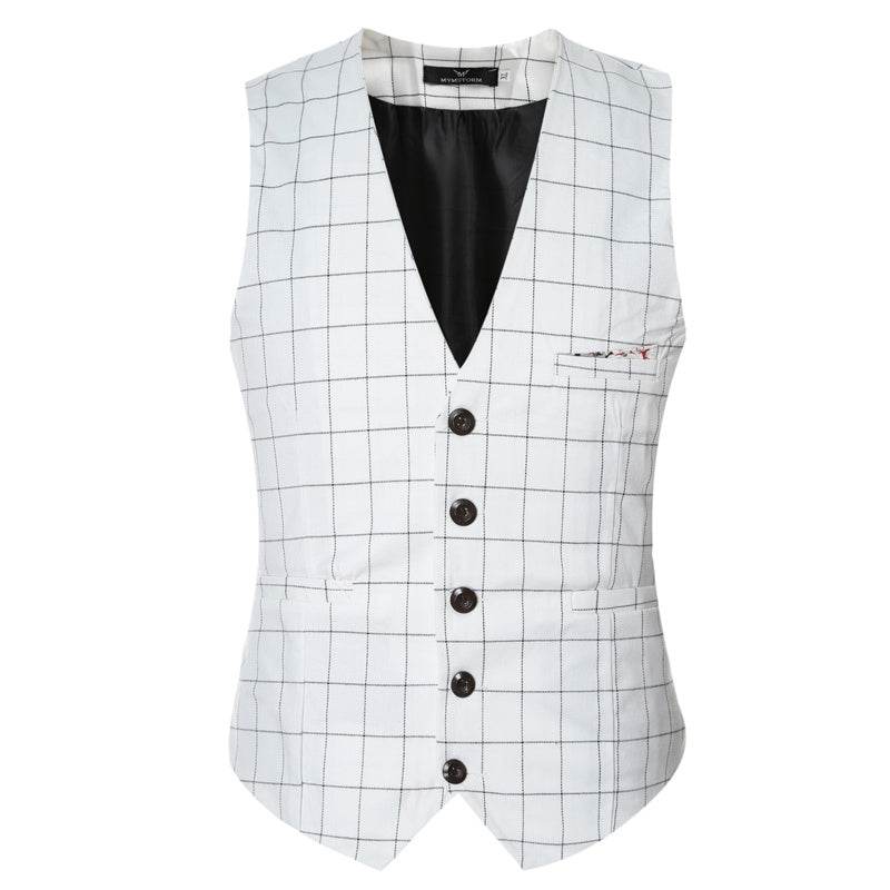 Korean Men's Formal Suit V-necked Vest - Mubimart