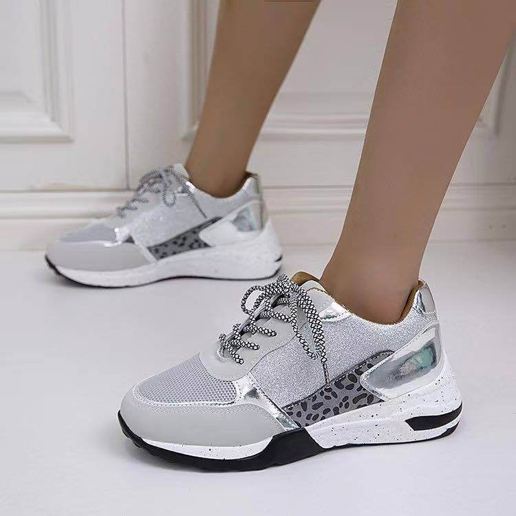 Lace Up Sneakers Wedge Flat Casual Walking Running Shoes For Women - Mubimart
