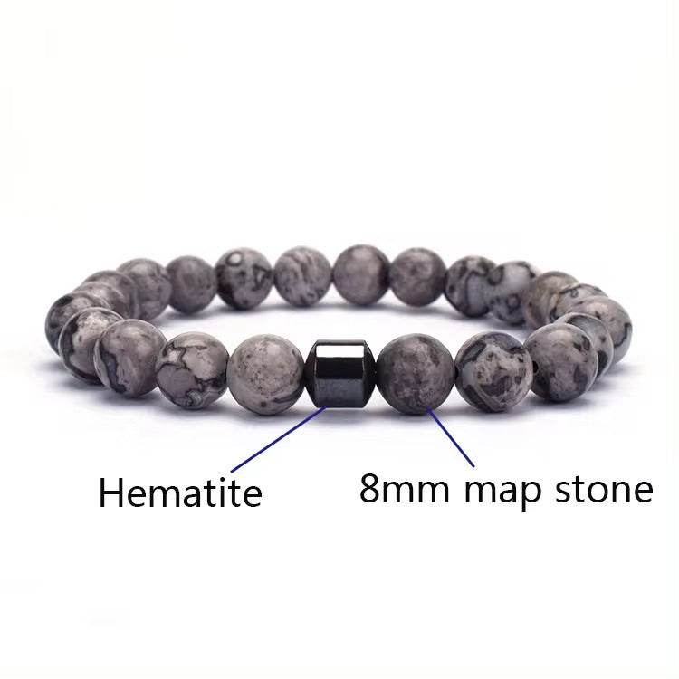Natural Gemstone Bracelet Vintage Stone Beads Men Women Jewelry - Mubimart