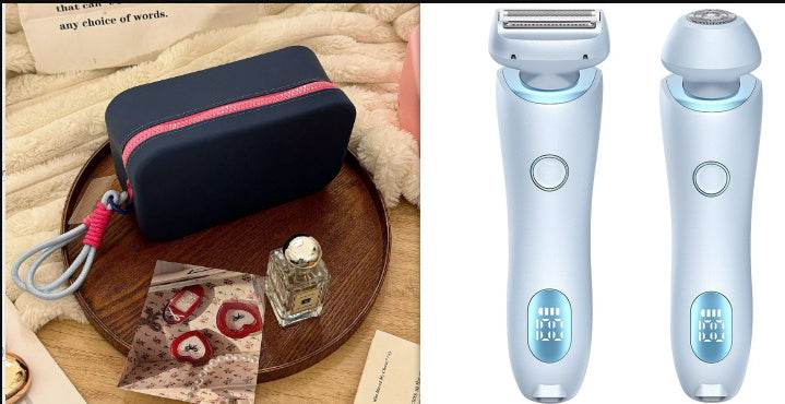 2 In 1 Hair Removal Epilator USB Rechargeable Trimmer Women Body Razor Face Leg Armpit Bikini Hand Pubic Shaver Hair Remover - Mubimart