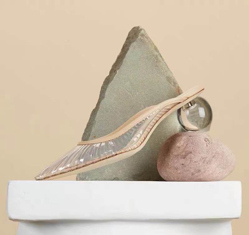 Sandals Summer Pointed High Heels Thick Heels - Mubimart