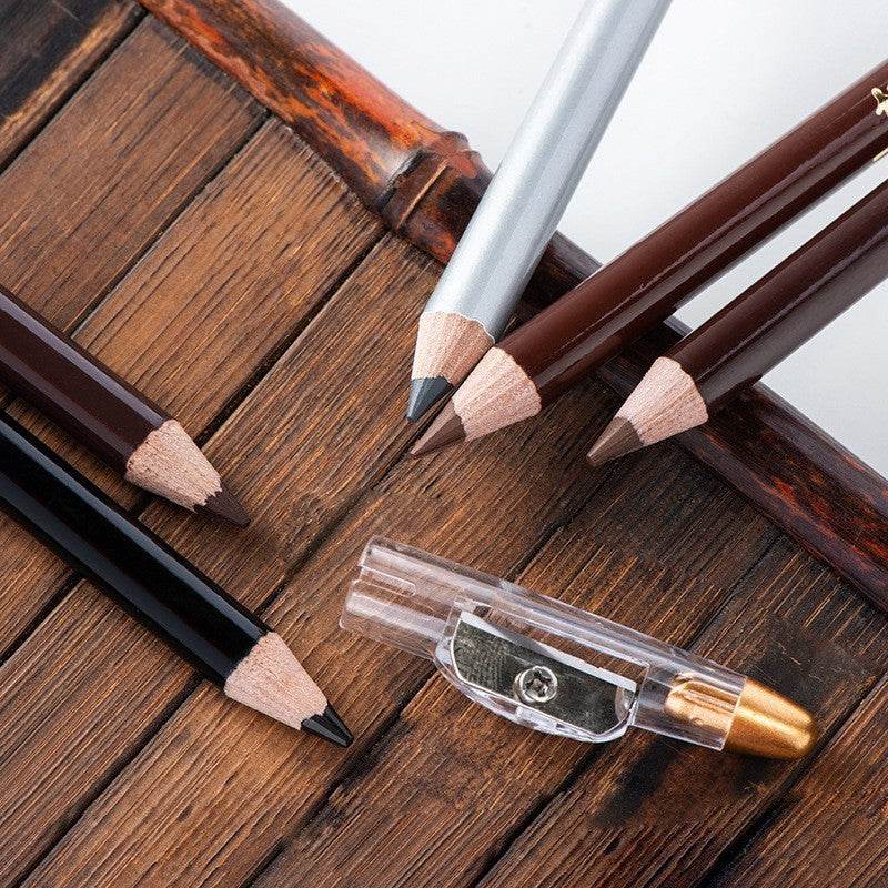 Wooden Sharpened Eyebrow Pencil With Knife Waterproof Sweat-proof Eyeliner - Mubimart