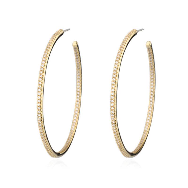 Creative Sparkling Zircon Hoop Earrings - Mubimart