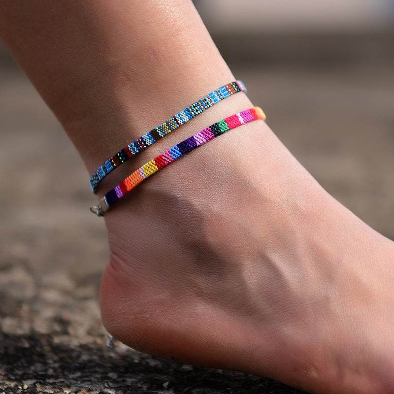 Chain Bohemian Color Ankle Bracelet String Handmade Jewelry - Mubimart