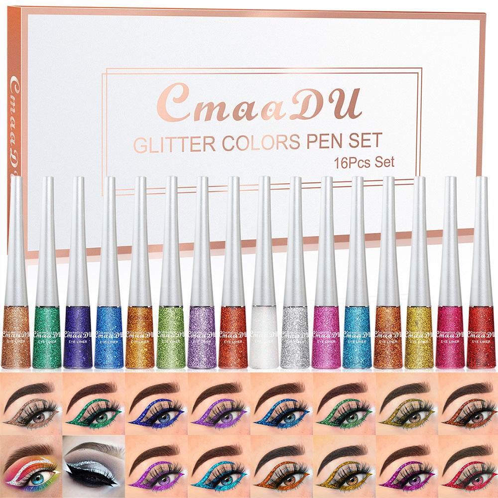 Fashion Creative Glitter Powder Liquid Eyeliner Set - Mubimart