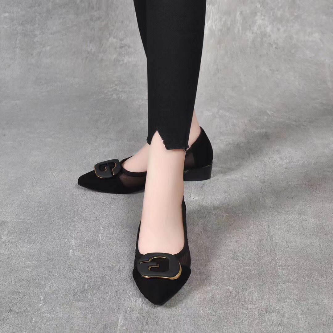Metal Buckle Pointed-toe Hollowed Pumps Women - Mubimart