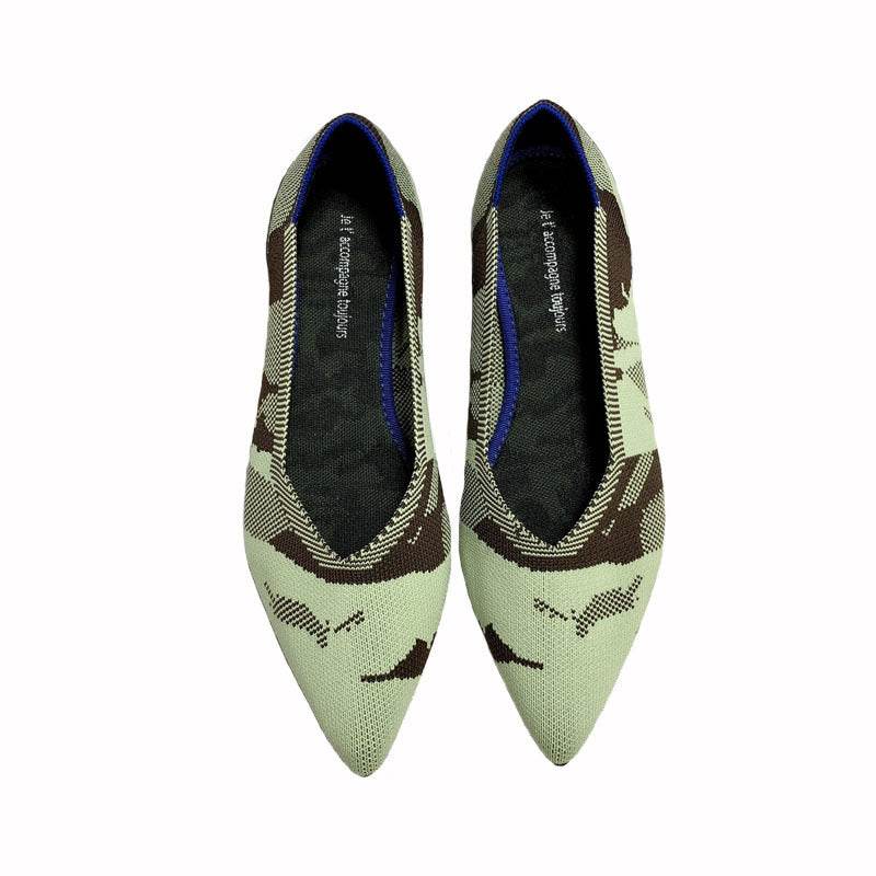 Women's Pointed Toe Casual Woven Flat Shoes - Mubimart