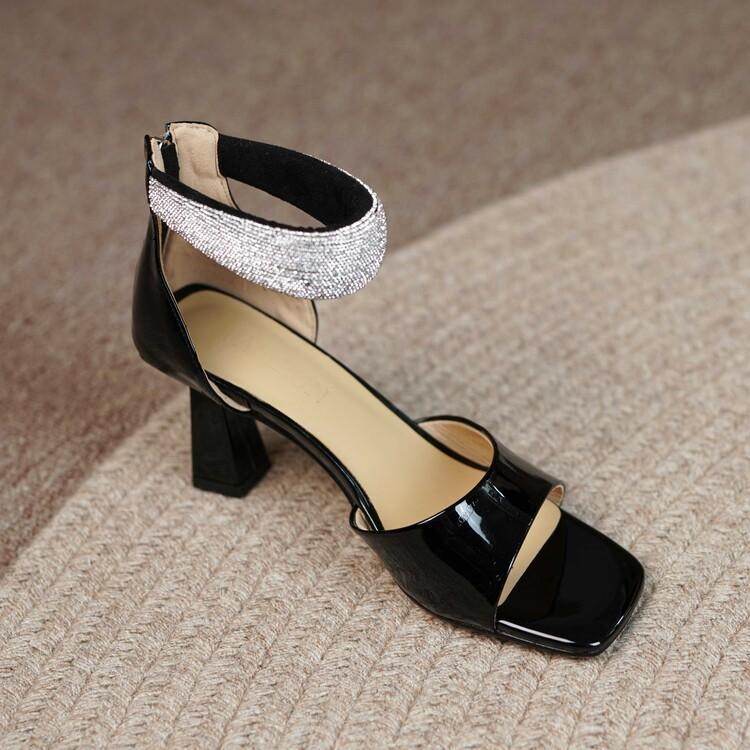 Patent Leather Toe Comfort Sandals - Mubimart
