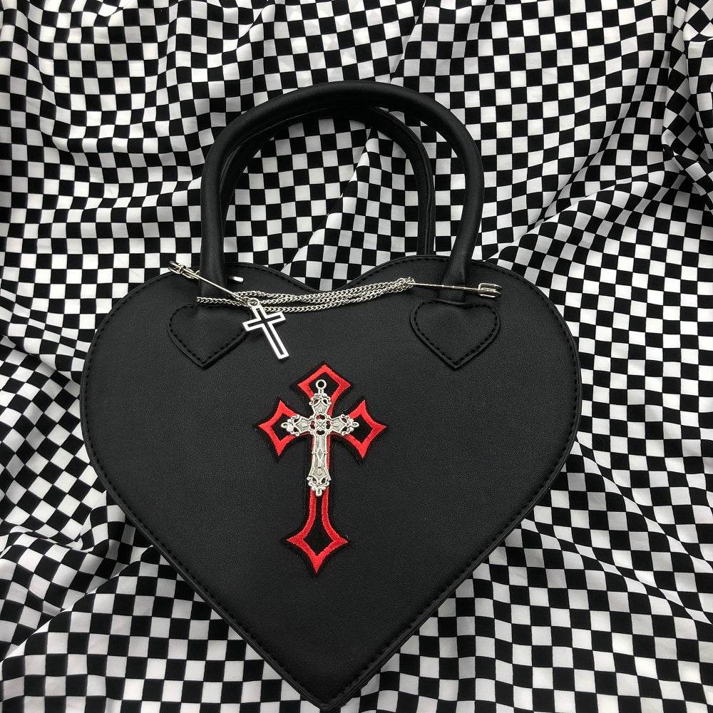 Fashion Love Personality Black Ladies Satchel - Mubimart