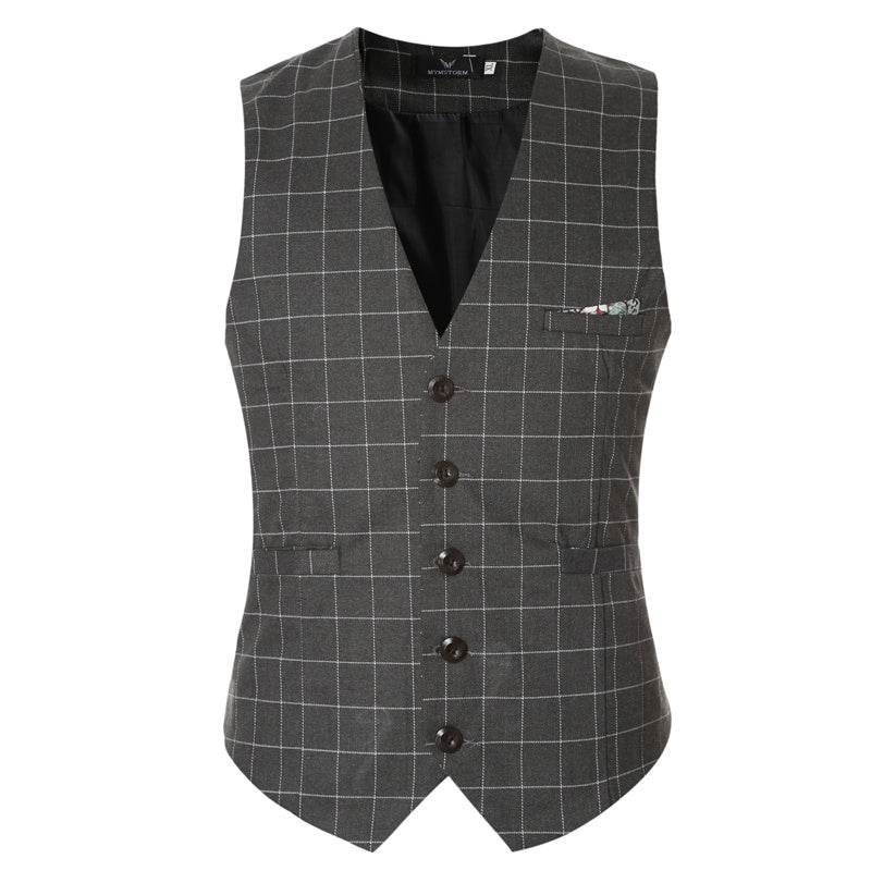 Korean Men's Formal Suit V-necked Vest - Mubimart