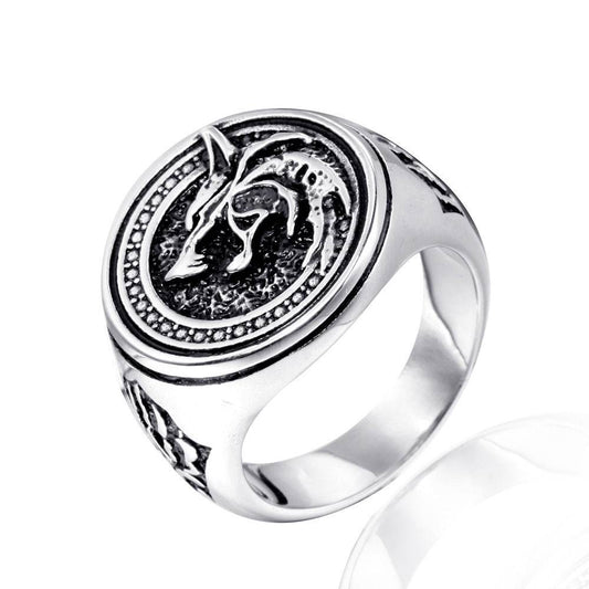 Warrior Vintage Men Hunter Wolf Ring - Mubimart
