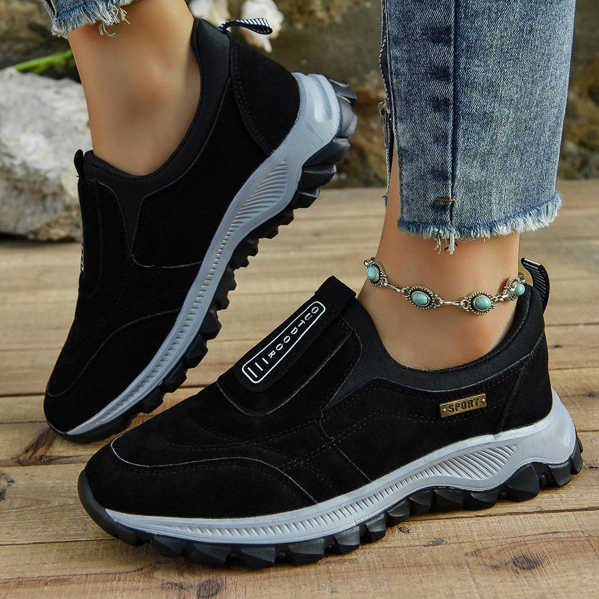 Outdoor Slip-on Sports Shoes Comfortable Walking Running Sneakers Women - Mubimart