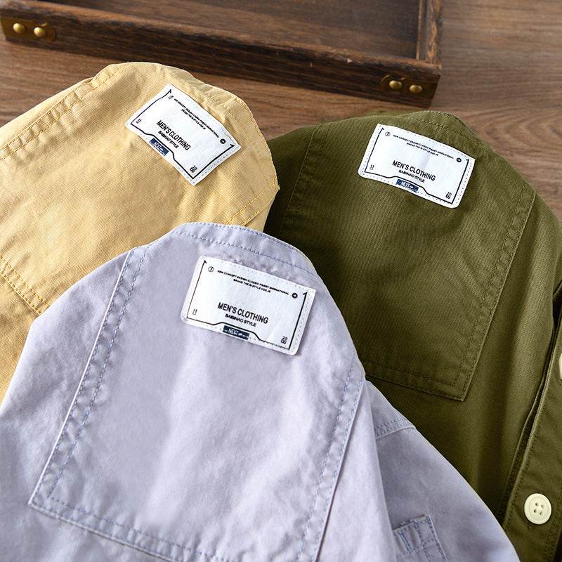 Shirt Men's Casual Long-sleeved Cotton Shirt Jacket - Mubimart