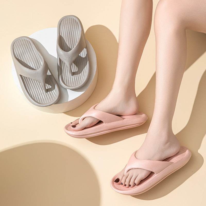 Solid Color Striped Texture Flip-Flops Slippers For Women Men Non-slip Wear-resistant House Shoes Summer Outdoor Beach Shoes Couple - Mubimart