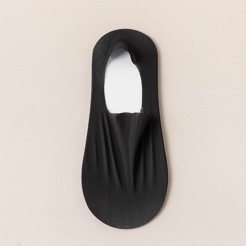 Thin Solid Color Bottom Super Low Cut Invisible Socks - Mubimart