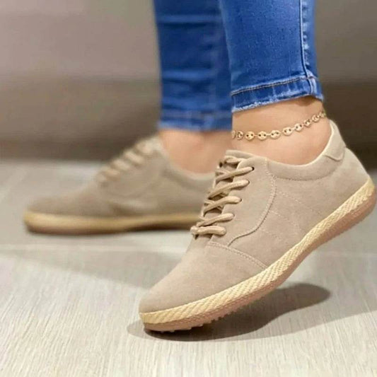 New Women's Lace-up Casual Round Toe Flat Comfort Shoes - Mubimart
