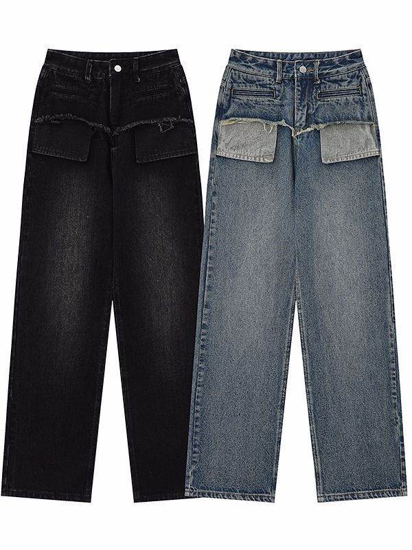 Retro Distressed Straight Jeans For Women - Mubimart