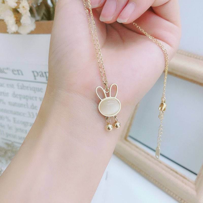 Clavicle Chain Opal Rabbit Necklace Women - Mubimart