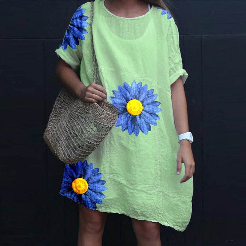 Women's Plus Size T-shirt Printed Dress - Mubimart