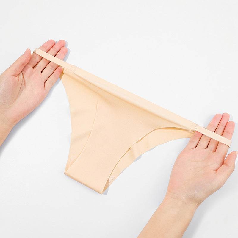 Pure Desire Low Waist Ice Silk Seamless Panties Women's Half Sheath Bikini Sexy Strip Grinding - Mubimart