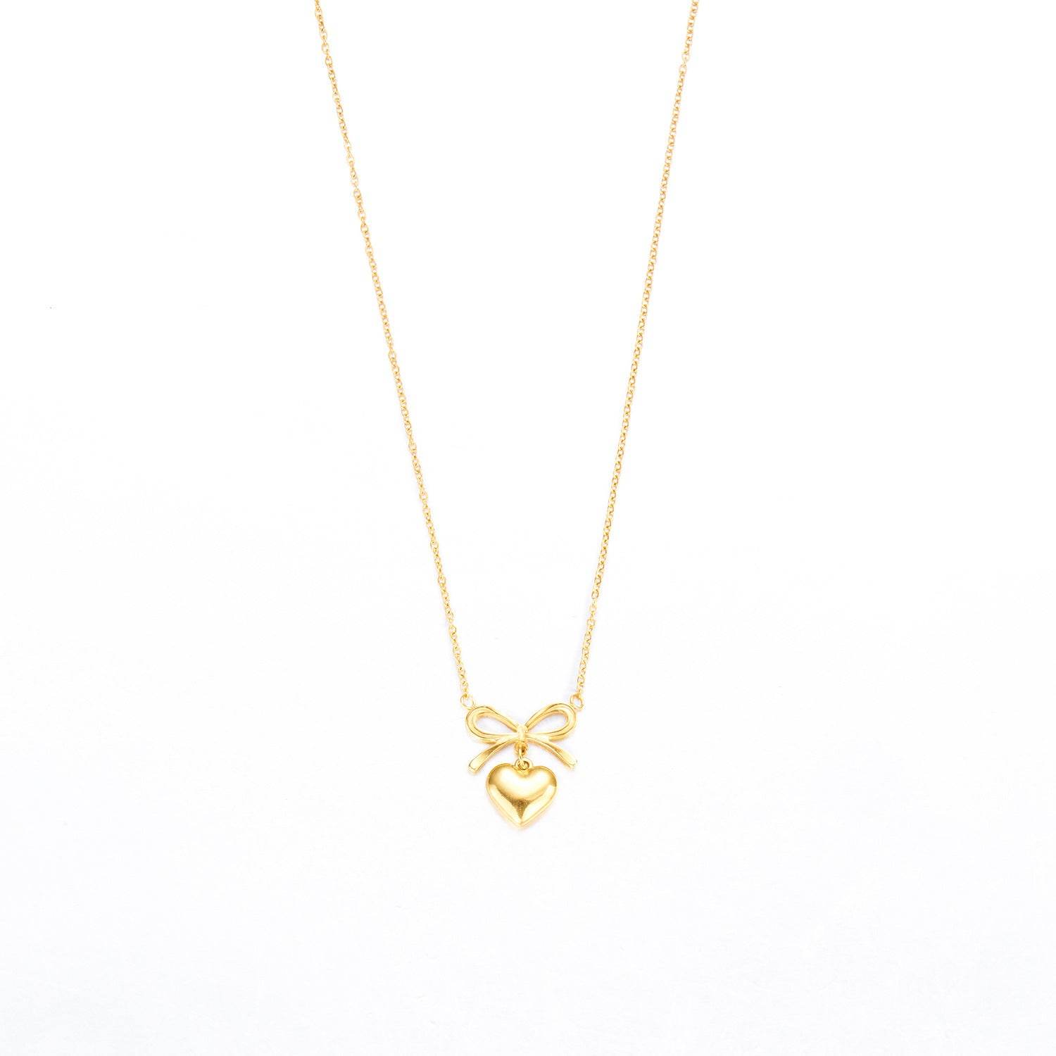 Stainless Steel New Fashion Fine Waterproof Jewelry Love Heart Bowknot Shape Charm Chain Choker Necklaces Pendant For Women Fashion Jewelry - Mubimart